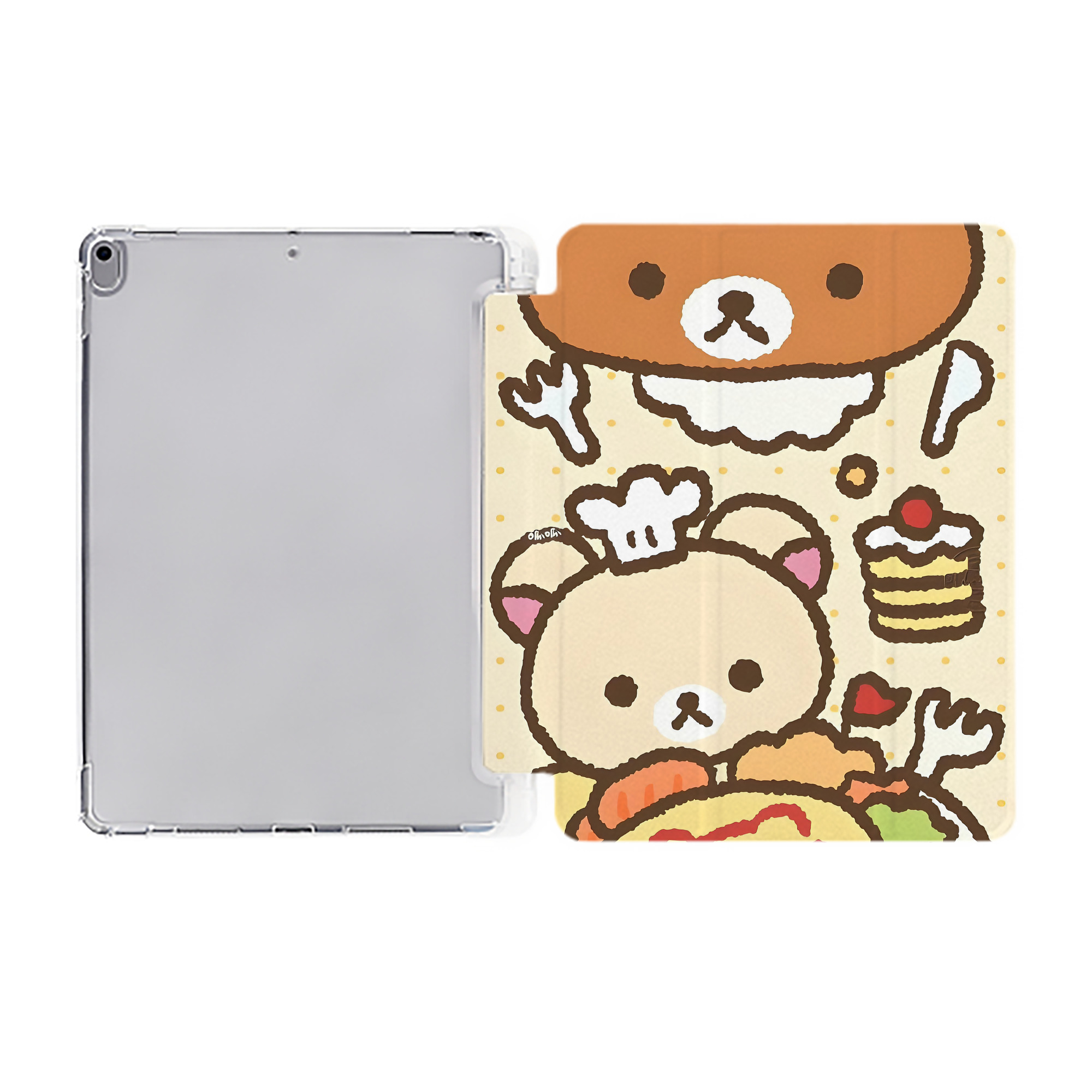 （画像用） リラックマ リラックマ キイロイトリ Rilakkuma Korilakkuma Kiiroitori IPad ケース ペン収納付き 三つ折りスタンド PUレザー×シリコン 対応機種9.5/10.5/10.9インチ